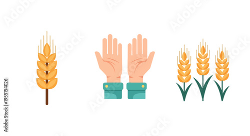 Harvest theme with hands and wheat symbolizing agriculture and growth