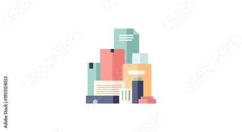 Modern minimalist city skyline in pastel colors