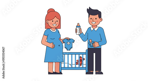 Expecting parents preparing for baby arrival with nursery essentials