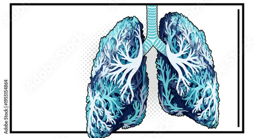 Colorful artistic lungs representation with detailed bronchial tree