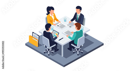 Business meeting in modern office with diverse team discussing project