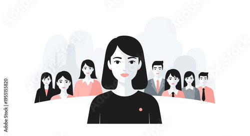 Diverse group of business professionals in a minimalist style