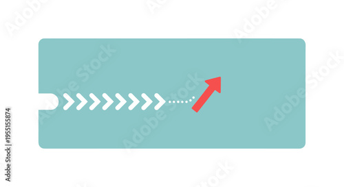 Stylish red arrow ascending on blue background: flat design concept