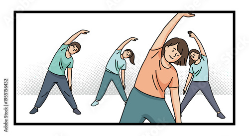 Group workout session: women exercising in casual attire