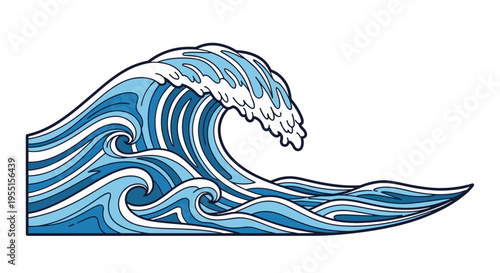 Bold ocean wave with dynamic lines in modern art style