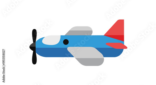 Colorful flat airplane design with propeller on white background