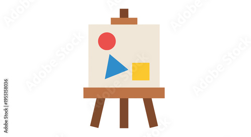 Abstract art easel with geometric shapes in minimalist design