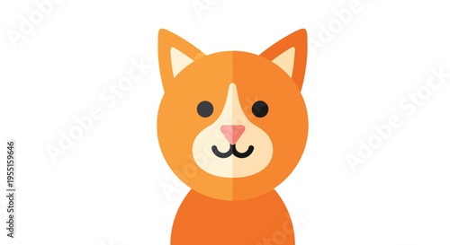 Cute flat minimalist cat design with orange and white color scheme