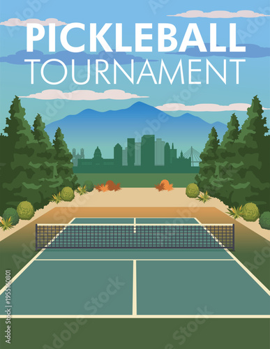Salt Lake City Pickleball Tournament Template Vector Illustration