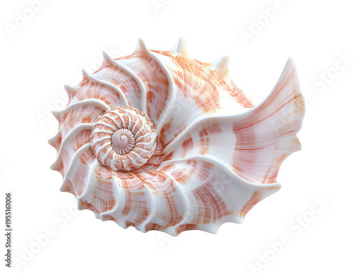 Nautilus seashell spiral marine mollusk closeup isolated natural specimen on transparent background