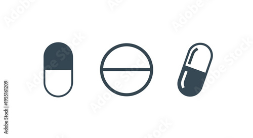 Minimalist pill icons in monochrome style