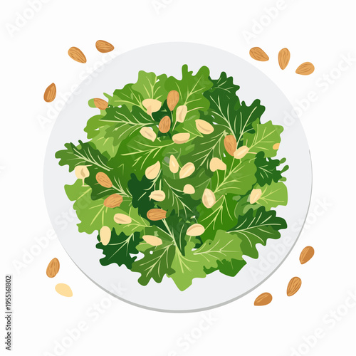 Grüner Salat mit Pinienkernen