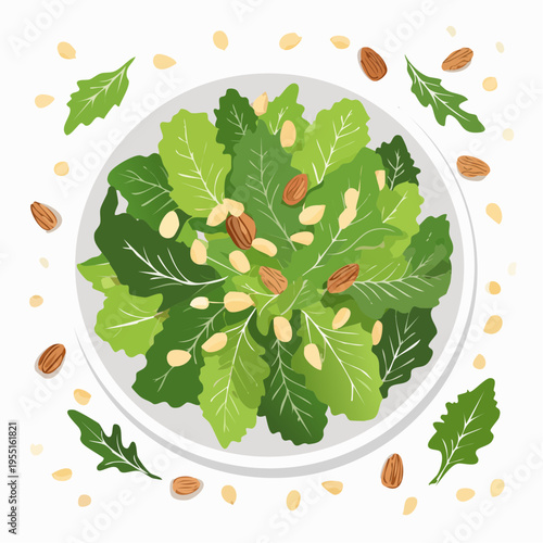 Grüner Salat mit Pinienkernen