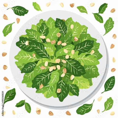 Grüner Salat mit Pinienkernen