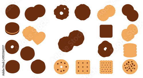 Assortment of Chocolate and Vanilla Cookies, Baked Sweets Collection