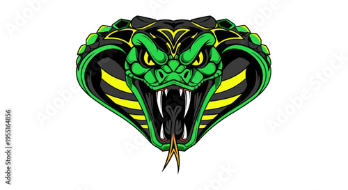 Aggressive Cobra Head Logo, Venomous Snake Face, Fierce Reptile Art