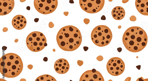Delicious Chocolate Chip Cookies Pattern, Sweet Baked Goods Background