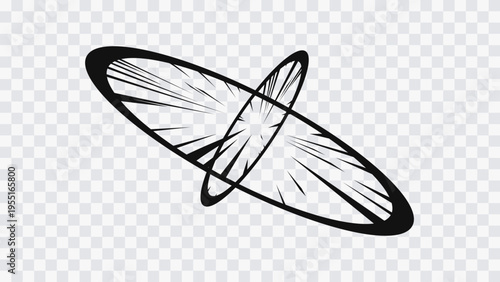 Abstract radial burst with circular motion lines and dynamic energy streaks isolated on transparent background. Swirl impact effect for design, games, and comic visuals.