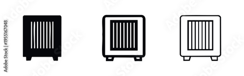 Compact Portable Heater Icon Set for Home and Office Warmth