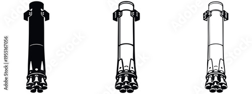 Rocket Booster Engine Icon Set for Space Launch, Propulsion, and Aerospace Technology