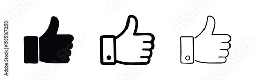 Thumbs Up Hand Gesture Icon Set for Like and Approval