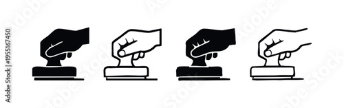 Official Rubber Stamp Icon Design - Hand Pressing Stamp Vector Illustration