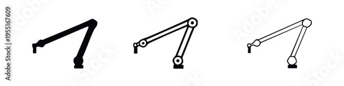 Articulated Microphone Arm Icon Set - Studio Boom Stand Vector Illustration