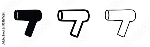 Hair Dryer Icon Set: Modern and Hand-Drawn Styles for Beauty and Salon Graphics