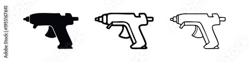 Paint Spray Gun Icon Set. Airbrush, Sprayer, Paintgun, and Paint Tool Symbol in Various Styles for Repair and Renovation.
