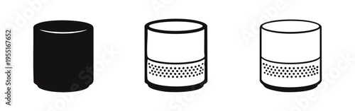 Smart Speaker Icon Set. AI Assistant, Voice Control, and Home Automation Device Symbol in Different Styles.