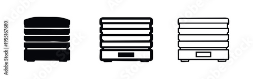 Food Steamer Icon Set. Kitchen Appliance, Vegetable Cooker, and Healthy Cooking Symbol in Different Styles.