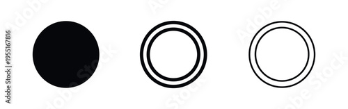 CD or DVD disc icon set, optical media storage symbol in three different styles