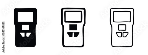 Handheld Control Device Icon Set with Buttons, Portable Electronic Gadget Symbol Pack, Measuring Instrument Vector