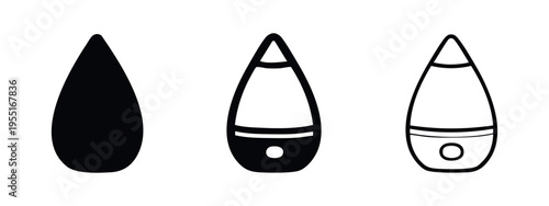 Tear Drop Aroma Diffuser Icon Set, Modern Humidifier Symbol Pack, Minimalist Essential Oil Vector