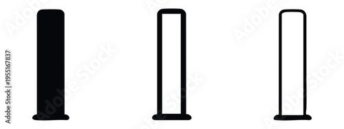 Modern Column Smart Speaker Icon Set, Tall Air Purifier Symbol Pack, Minimalist Cylindrical Device Vector