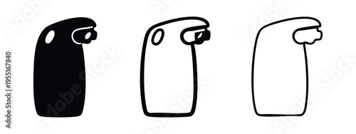 Sauce dispenser or spray bottle icon set for kitchen and cleaning liquids