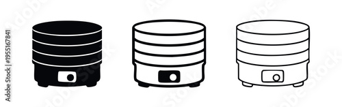 Multi-tier electric food steamer icon set for healthy meal cooking