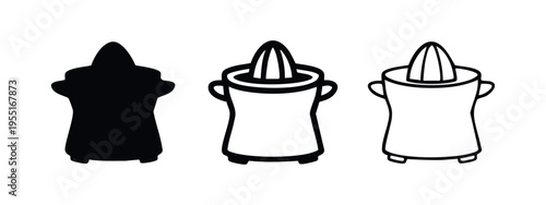 Manual citrus juicer top part icon set for squeezing fresh fruit