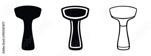 Ice cream scoop icon set in solid and outline styles for desserts