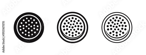 Kitchen grater or strainer icon set for food preparation and cooking