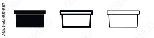 Basic Square Box with Lid Icon Set in Multiple Styles