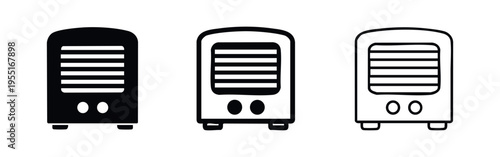 Electric Heater or Air Purifier Icon Set in Various Styles