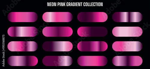 Neon Pink Gradient Collection Vector Swatches for Modern Design and UI Elements