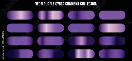 Neon Purple Cyber Gradient Collection Vector Swatches for Digital Design and UI Elements