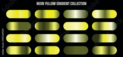 Neon Yellow Gradient Collection Vector Set with 16 Modern Color Swatches for Design Elements