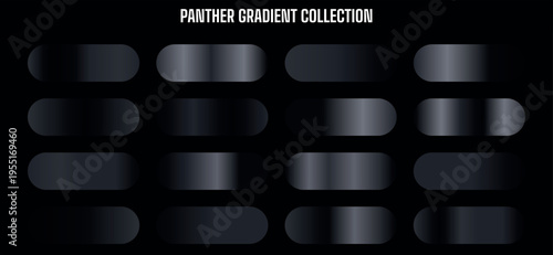 Panther Gradient Collection Vector Set: 16 Dark Metallic Gradients for Modern UI Design and Backgrounds
