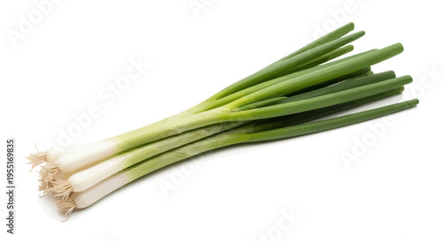 Freshly Harvested Green Onions Isolated on a White Background, Perfect for Culinary Use as a Vibrant and Flavorful Vegetable Ingredient in Healthy Cooking