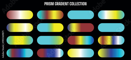Prism Gradient Collection Vector Set of 16 Modern Abstract Color Swatches for Design Elements