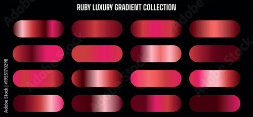 Ruby Luxury Gradient Collection Vector Swatches Set for UI Design and Web Backgrounds