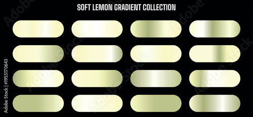 Soft Lemon Gradient Collection Vector Set of 16 Horizontal Rounded Rectangles for UI Design